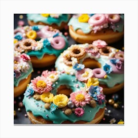 Donuts With Flowers Canvas Print