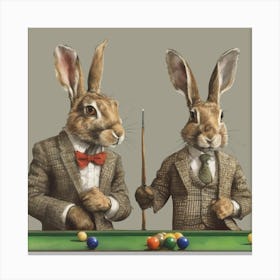 watercolour Snooker Sporting Hares Canvas Print