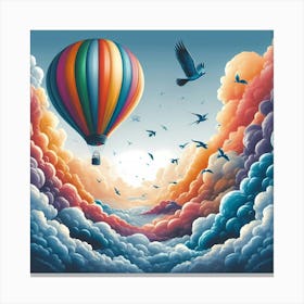 Hot Air Balloon In The Clouds 1 Canvas Print