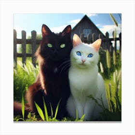 Black And White Cats Canvas Print