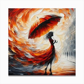 Girl under a red umbrella Canvas Print