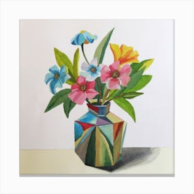 Bouquet of flowers inside a vase. Abstract artistic drawing Canvas Print