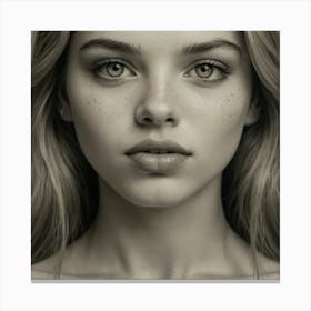 Portrait Of A Girl With Freckles Canvas Print