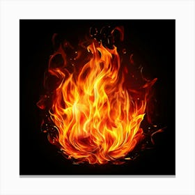 Flames On Black Background 80 Canvas Print