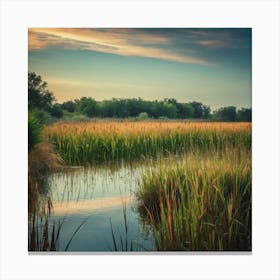 Sunset Over Marsh Canvas Print