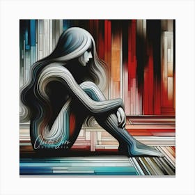 Woman Sitting On The Floor Canvas Print