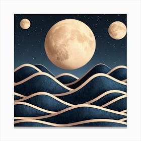 Moon And Waves 38 Canvas Print