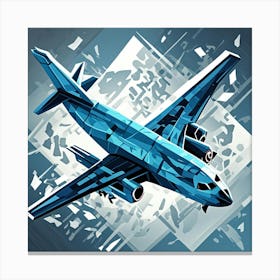 Futuristic Airplane Monochrome Cubism Style Canvas Print