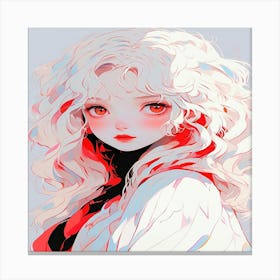 Default Girl White Hair Pale Skin And Red Eyes 2 Canvas Print