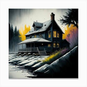 Colored House Ink Painting (10) Canvas Print