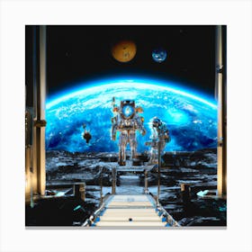 Space Station with view of Earth Canvas Print