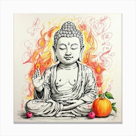 Buddha On Fire Canvas Print