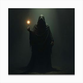 A Dark Figure Cloaked In Shadows With A Glowing Orb 1 Canvas Print