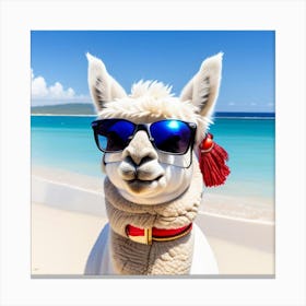 Llama On The Beach 2 Canvas Print