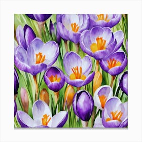 Crocus Watercolor Painting Canvas Print