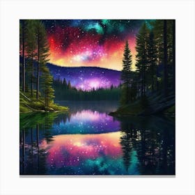 Night Sky Over A Lake Canvas Print