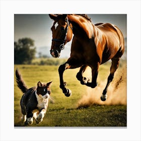 Horse And Cat Canvas Print