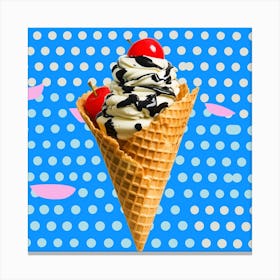 Pop Art Ice Cream With Cherries Photography Canvas Print