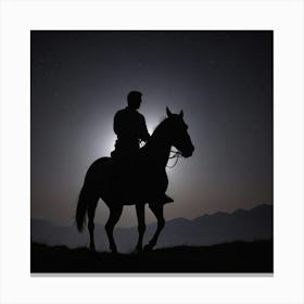 Silhouette Of A Horseback Rider Canvas Print