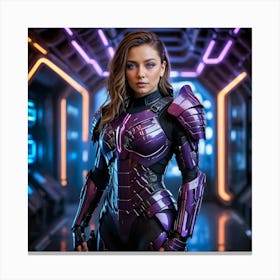 Girl In A Purple Suit Canvas Print