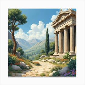 Watercolor The Legendary Myths And Magical Realms Of Ancient Greece In A Beautiful, Epic Setting 1 Canvas Print