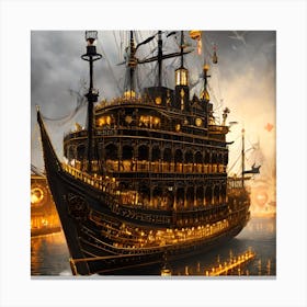Steampunk cruise ship Canvas Print