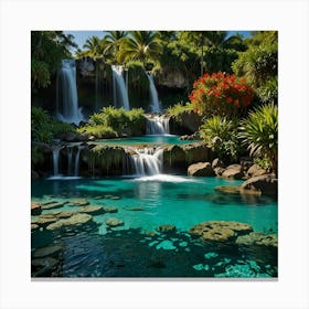 Waterfalls In The Jungle 2 Canvas Print