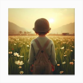 Little Boy In A Field Canvas Print