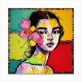 Girl With Flowers 3 Canvas Print