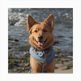 Dog On The Beach Canvas Print