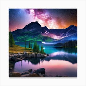 Night Sky With Mountains Canvas Print