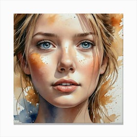 Watercolor Of A Girl 29 Canvas Print