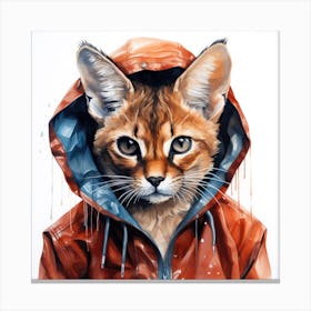 Watercolour Cartoon Caracal In A Hoodie 2 Canvas Print