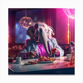 Elephant In The Restaurant Canvas Print