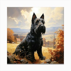 Scottish Terrier In Autumn Countryside Canvas Print