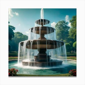 Fountain of water in Garden Canvas Print