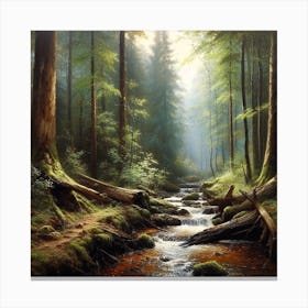 Stream In The Forest Canvas Print