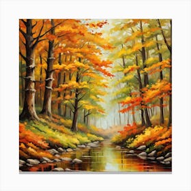 Forest In Autumn In Minimalist Style Square Composition 27 Canvas Print