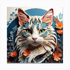 Paper Cut Cat Art Canvas Print