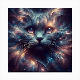 Mystical Cat in Cosmic With Stars and Galaxies Canvas Print