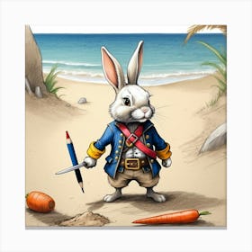 Rabbit On The Beach 2 Canvas Print