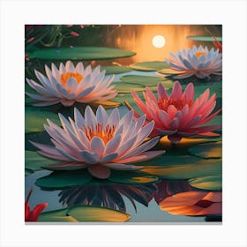 Water Lilies garden Canvas Print