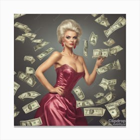 Sexy Woman With Money Canvas Print