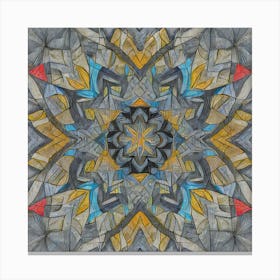 Firefly Beautiful Modern Detailed Floral Indian Mosaic Mandala Pattern In Neutral Gray, Charcoal, Si (7) Canvas Print