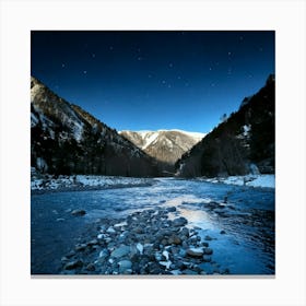 Firefly 8k, Top Quality, Pitch Black, Midnight, Dark Night, Snow Covered, Mountain Forests, Deep Val (12) Canvas Print