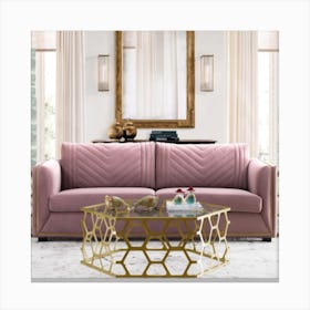 Pink Velvet Sofa Canvas Print