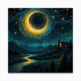 Moon And Stars Canvas Print