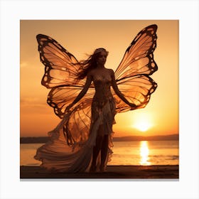 Fairy Woman At Sunset Canvas Print