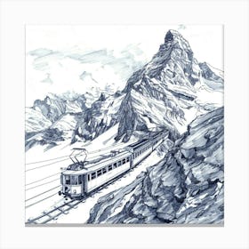 A Jungfraujoch In Switzerland Hand Drawn Sketch 1 Canvas Print