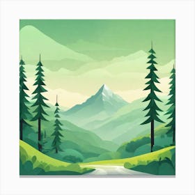 Misty mountains background in green tone 27 Canvas Print